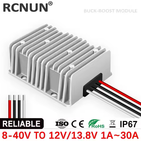 RCNUN DC 8-40V to DC 12V 13.8V 3A 6A 10A 20A 25A 30A Boost Buck Converter Voltage Stabilizer Regulat