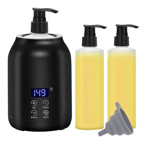 ABMR-Massage Oil Warmer, Electric Massage Oil Digital Heater With Two Oil Bottles, Portable Lotion H