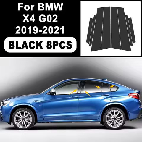 Glossy Black B C Pillar Post Cover Car Sticker For BMW X4 G02 2019-2021 Window Door Decorative Acces