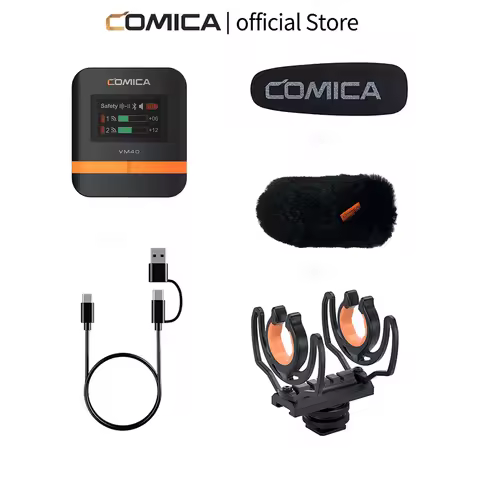 COMICA VM40 Microphone Receiver Wind Muff Shock Mount 2 in 1 Data Cable For COMICA VM40 Wireless Sho