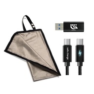 防駭三件組 防RFID防盜收納袋+USB-C to A轉接頭+Type-C充電線60W