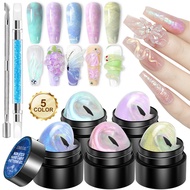 Solid Builder Gel Kit 5 Colors Non Sticky Solid Builder Gel for Nails Aurora Blue Pink Pearl White B