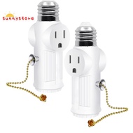 2 Pcs Light Socket to Plug Adapter,E26/E27 Light Bulb Outlet Socket Adapter,Sockets Support 3 Prongs