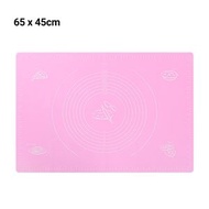 [粉色45x65cm] 矽膠墊 帶刻度矽膠揉麵墊 廚房和麵墊 隔熱墊 烘焙工具 [平行進口]