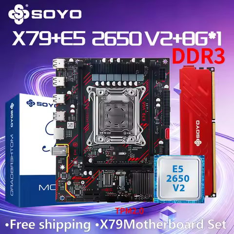 X79 DUAL Game Motherboard RAM 8G*1 E5 2650 V2 CPU DDR3 Computer components PCgamer kit Intel Xeon TP