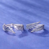 2 Piece Set Fashion Geometric Angel and Devil Wings Open Ring Men Women Couples Daily Ring Accessories