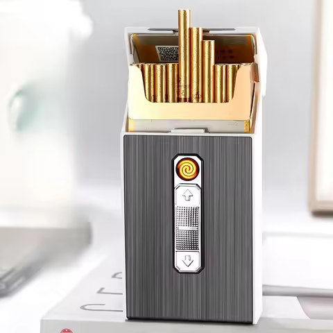 Multifunction Lighter Cigarette Box Integrated Portable Cigarette Lighter Cigarette Box Lighter for