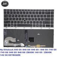LAPTOP KEYBOARD FOR HP EliteBook 840 G6 840 G5 BLACK SILVER FRAME WITH BACKLIT & WITHOUT MICE