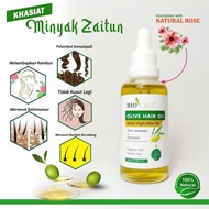 BIO CHO Olive Hair Oil- 50ML- Minyak Zaitun Virgin Anti Frizz Dengan Aroma Mawar Untuk Rambut- 100% 