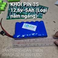 Khối pin 3s 12v - 5Ah. (Mua 2 khối tặng sạc zin). Khối pin 3s gồm 6 cell pin Lithium 18650 dòng xả c