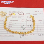 Promo......gelang tangan guci ukir emas 24 karat berat 8.9 gram ada surat dari toko bisa COD