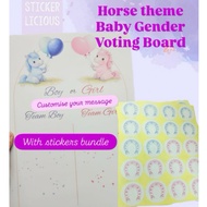 [🇸🇬SG] Gender Reveal Voting Board Horse or Bear Balloon Poster A4 A3 A2 A1 Custom Print 5mm Foam - S