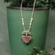 墜子 天然紫芋色 鹽源瑪瑙 如意造型雕刻 珍珠 925銀飾 項鍊 飾品