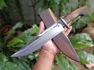 มีดโบวี่ มีดพก โบวี่ Bowie knife มีดเดินป่า มีดแคมป์ ใบ 9” ตีร้อนชุบแข็ง ผิวไฟ เซาะร่องเลือด การ์ดสแ