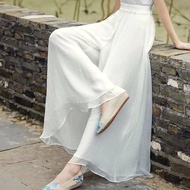 Drape White Trendy Chiffon Wide-Leg Pants Women High Waist Thin Style Dance Culottes Yoga Literary Z