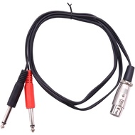 NEYOANN XLR Female Socket to Dual Mono 6.35mm 1/4 inch Mono Male Jack Plug Stereo Audio Cable Cord W