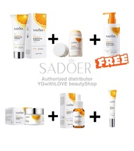 SADOER Vitamin C Whitening Skincare Set (6in1) (Facial Cleanser, Face Serum, Eye Cream, Face Cream, Clay Mask Stick, Body Lotion)