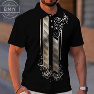 Polo Barong for Men Printing Casual Summer Polo Shirts for Men Short Sleeve Fashion Stripe Pattern b