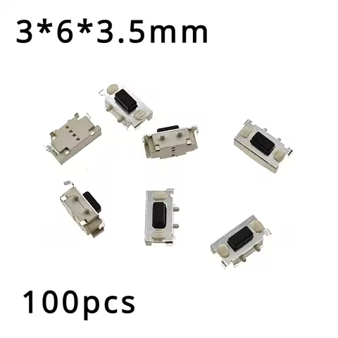 100pcs Dc12v 50ma Micro Tact Switch 3*6*3.5 3x6x3.5 Smd For Mp3 Mp4 Tablet Pc Button Headset Remote 