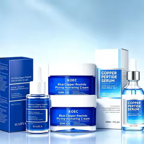 GHK-CU Blue Copper Peptide Skincare Set,collagen Niacinamide Brightenning Serum Hydrating Plumping F
