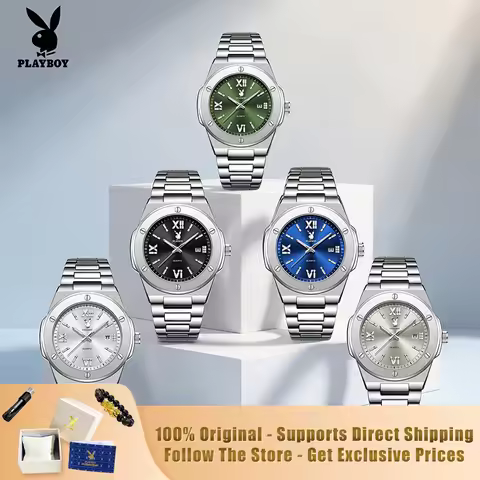 PLAYBOY 3912 Brand original authentic watches for man luxury Stainless steel strap calendar quartz m