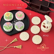 E42 Mooncake Press Mold 4 Designs Flowers 125 Grams