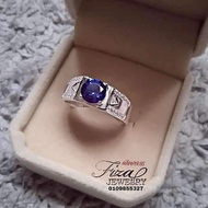 cincin lelaki perak 925 permata biru, cincin lelaki silver 925 permata biru gelap, silver 925 men ri