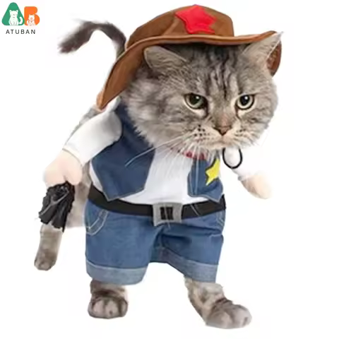 Pet Dog Cat Halloween Costumes,West Cowboy Uniform with Hat,Funny Pet Cowboy Outfit,Clothing Funny C