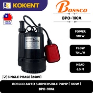 BOSSCO AUTO SUBMERSIBLE PUMP [ 1" ] [100WATT,50HZ,1PH,240V,6.5M/H,70L/MIN] BPO-100A