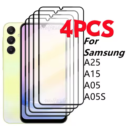 4PCS Full Cover Glass For Samsung A25 Glass Samsung Galaxy A25 A15 A05 A05S Tempered Glass 9H Full S