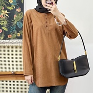 #3025 baju muslimah plus size lengan panjang crop top for women kemeja perempuan outfit wanita baggy