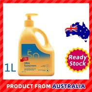 Coles Ultra Sunscreen SPF 50+ Sunscreen Ultra Pump 1L UVA UVB Broad Spectrum,4 Hours Water Resistanc