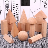 〔 Kindergarten Teaching Aids E2E] 15 Pieces Bagged Beech Geometric Building Blocks Log Model Childre