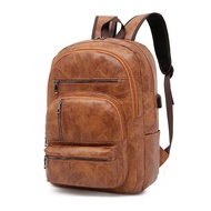 Lelaki dan wanita versi Korea beg air pasang PU kulit beg galas pelajar sekolah komputer riadah sukan perjalanan/*#Men s and women Korean version of the tide bag PU leather backpack student school computer leisure sports travel