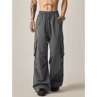 Black Casual Straight Cut Kargo Cargo Pants Men Tactical Work 6 Six Pocket Loose Man Pant Long Selua