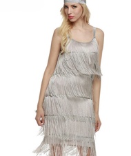 SUPERLI 2024 Vintage Vestidos 1920S Flapper สาวแฟนซีชุด Great Gatsby ชุดเครื่องแต่งกาย Slash คอ Stra