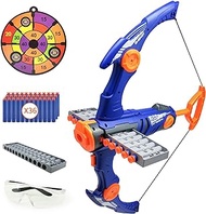 Toy Bow and Arrow for Kids 8-12 Compatible with Nerf Gun Bullets, 12-Dart Clip Shot Foam Bullet Toy Archery Set with 36 Foam Darts for Boys and Girls, Kids Birthday Gifts for Boys Girls