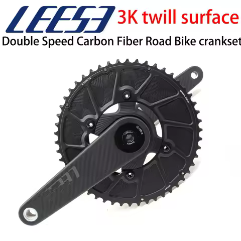 LEESE ROAD Gravel Bike Lightweight Carbon Fiber Crankset Suitable for 2X11/2X12 Speeds 3k Twill Fini