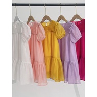 LEAH babydoll party dress with ribbed eyelids and ruffled sleeves, cute little lady's hem for childr