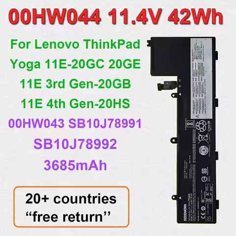 FOR LENOVO ThinkPad Yoga 11E-20GC 20G8 20LM/11E 3rd Gen/11E 4th Gen Laptop Battery 00HW044 00HW042 0