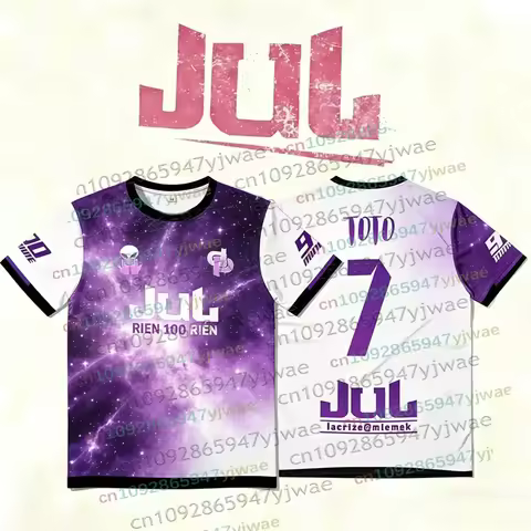 New JUL Album Jersey French Rapper Hip Hop Streetwear 90 Minutes JUL TOTO Football Jersey Summer Par