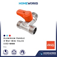 ANA 1/2" ALUMINIUM HANDLE 3-WAY MINI VALVE 1103-MMM