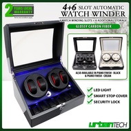 4 Slots Automatic Watch Winder with 6 Additional Watch Storage LED Light Smart Stop Cover Watch Box