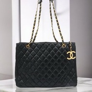 絕版中古包 Chanel 黑色經典托特包 單肩包 側背包 古董包 復古包