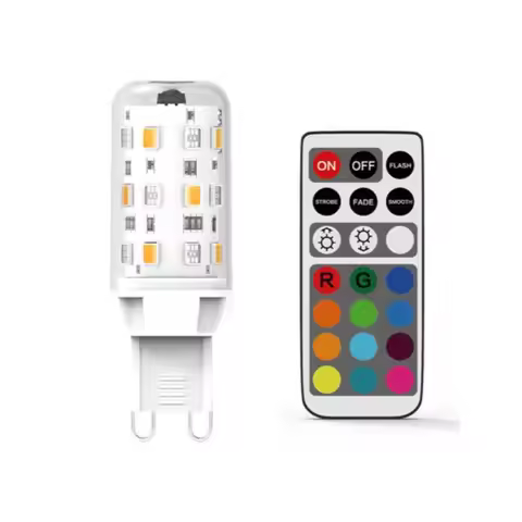 AC100-240V RGBWW G9 LED Bulb with IR 21key remote controller