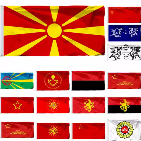 Macedonia Republic Flag Kruševo Republic 3X5FT 90X150CM Internal Macedonian Revolutionary Organisati