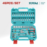 TOTAL Tools 46 Pcs 1/4" Socket Set (Universal Joint + Ratchet Handle + Socket + Screwdriver Bit) THT