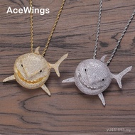 Copper 6ix9ine Shark Inlaid Zircon Jewelry Men Necklace Pendant Same Style Large Hip Hop Necklace Eu