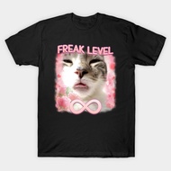 Vintage Freak Level Funny Freaky Ahh Cat Meme Gifts T-Shirt Authentic Cotton 1 Sexy y2k