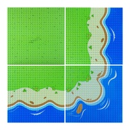 EKIND 4-Pack 10" x 10" Beach Base Brick Plate Compatible for All Major Brands, Scenes Baseplates for